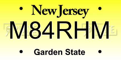 M84RHM New Jersey License Plate