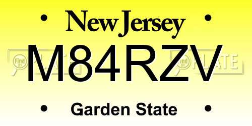 M84RZV New Jersey License Plate