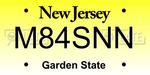 M84SNN New Jersey License Plate
