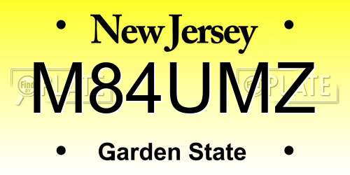 M84UMZ New Jersey License Plate