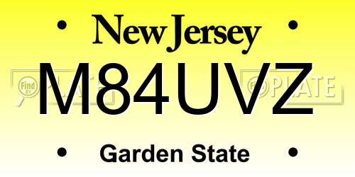 M84UVZ New Jersey License Plate
