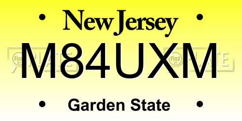 M84UXM New Jersey License Plate