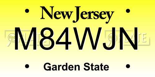 M84WJN New Jersey License Plate