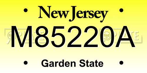 M85220A New Jersey License Plate