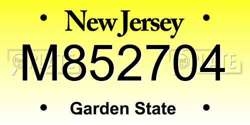 M852704 New Jersey License Plate