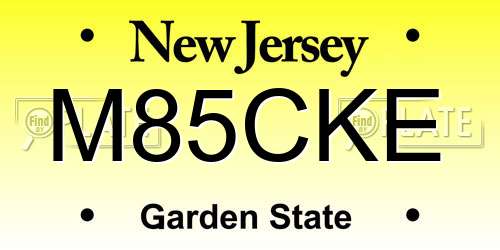 M85CKE New Jersey License Plate
