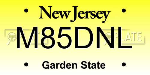 M85DNL New Jersey License Plate