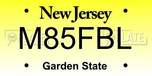 M85FBL New Jersey License Plate