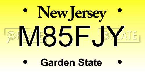 M85FJY New Jersey License Plate