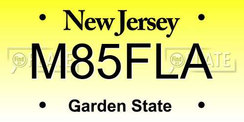 M85FLA New Jersey License Plate
