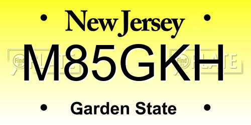 M85GKH New Jersey License Plate