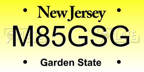 M85GSG New Jersey License Plate