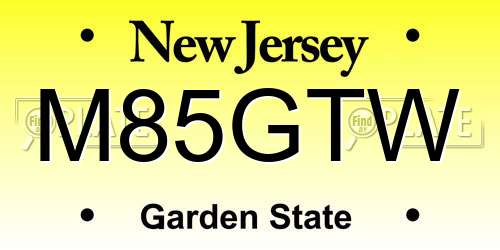 M85GTW New Jersey License Plate