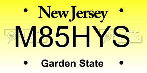M85HYS New Jersey License Plate
