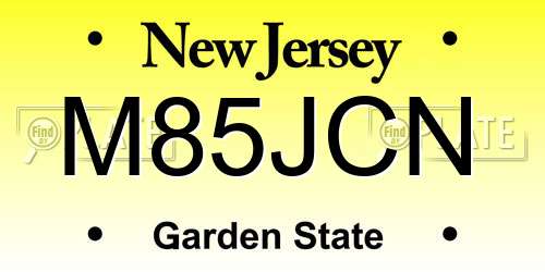M85JCN New Jersey License Plate