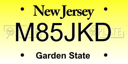M85JKD New Jersey License Plate