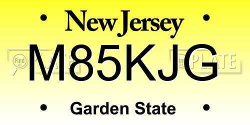 M85KJG New Jersey License Plate