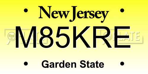 M85KRE New Jersey License Plate