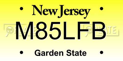 M85LFB New Jersey License Plate