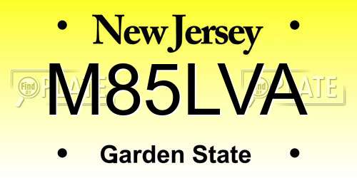 M85LVA New Jersey License Plate
