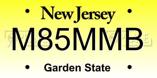 M85MMB New Jersey License Plate