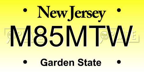 M85MTW New Jersey License Plate