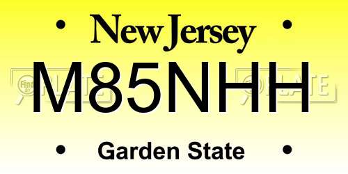 M85NHH New Jersey License Plate
