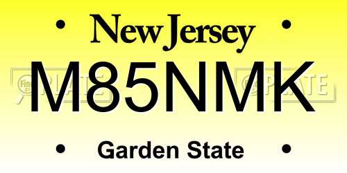M85NMK New Jersey License Plate