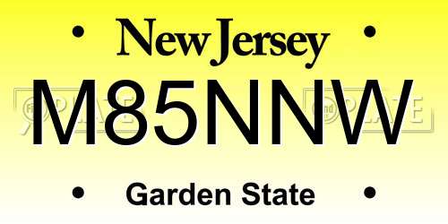 M85NNW New Jersey License Plate