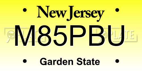 M85PBU New Jersey License Plate