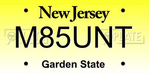 M85UNT New Jersey License Plate