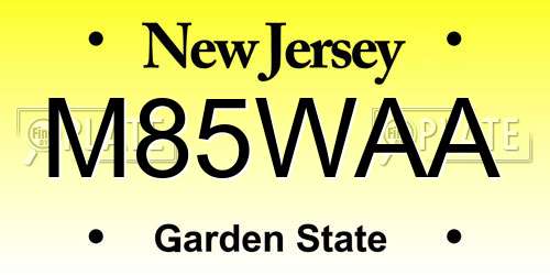 M85WAA New Jersey License Plate