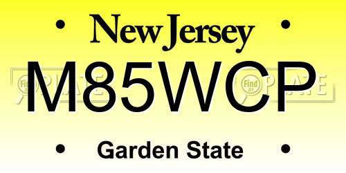 M85WCP New Jersey License Plate