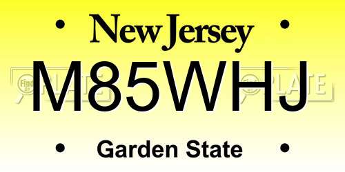M85WHJ New Jersey License Plate