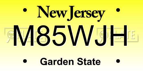 M85WJH New Jersey License Plate