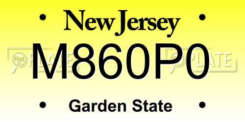 M860P0 New Jersey License Plate
