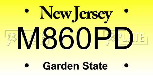 M860PD New Jersey License Plate