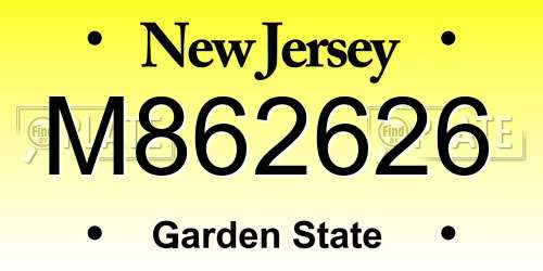 M862626 New Jersey License Plate