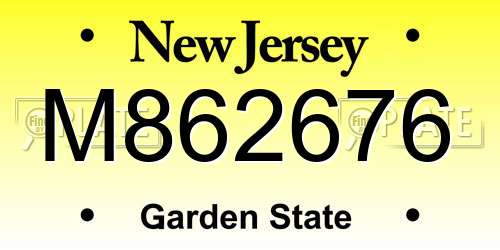 M862676 New Jersey License Plate