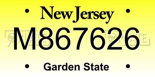 M867626 New Jersey License Plate