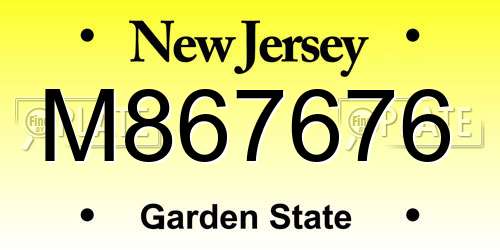 M867676 New Jersey License Plate