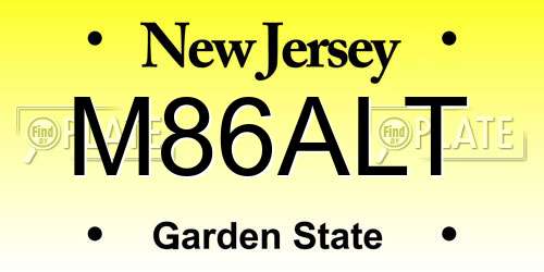 M86ALT New Jersey License Plate