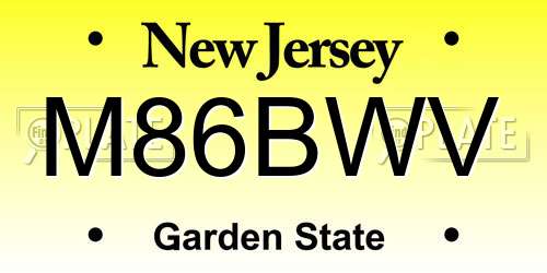 M86BWV New Jersey License Plate