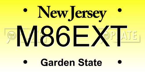 M86EXT New Jersey License Plate