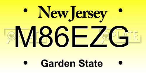 M86EZG New Jersey License Plate