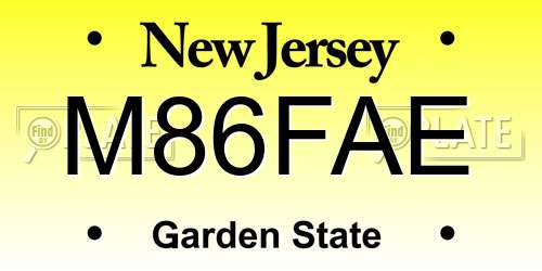 M86FAE New Jersey License Plate