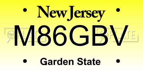 M86GBV New Jersey License Plate