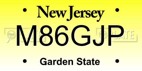 M86GJP New Jersey License Plate