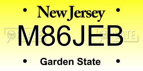 M86JEB New Jersey License Plate