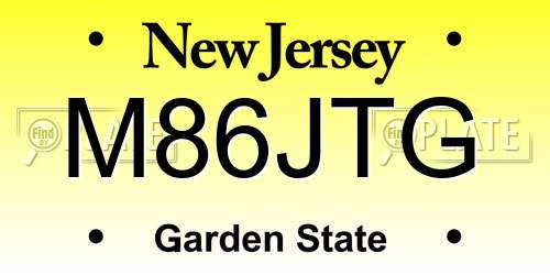 M86JTG New Jersey License Plate